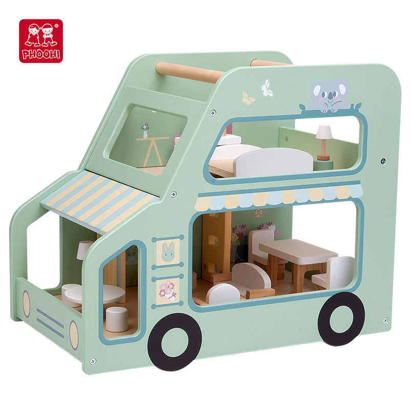Wooden toys PORTABLE MINI WOODEN DOLLHOUSE